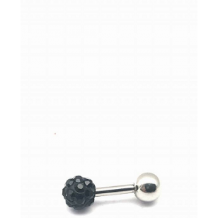 Helix Piercing met kristallen  6mm  - zwart