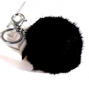 Pompon-Sleutelhanger-Zwart