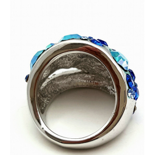 Ring bezet met Blauw/ Clear en AB Swarovski 