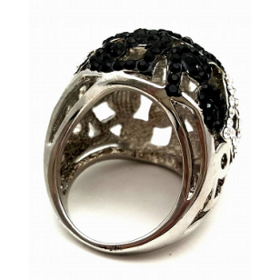 Ring Bol/Hart bezet met Swarovski - Zwart