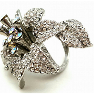Ring - Orchidee bezet met Swarovski