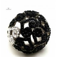 Ring Bol/Hart bezet met Swarovski - Zwart