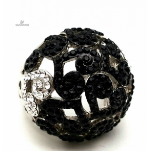 Ring Bol/Hart bezet met Swarovski - Zwart