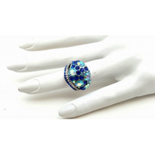 Ring bezet met Blauw/ Clear en AB Swarovski 