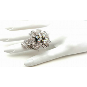 Ring - Orchidee bezet met Swarovski