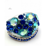 Ring bezet met Blauw/ Clear en AB Swarovski 