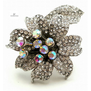 Ring - Orchidee bezet met Swarovski