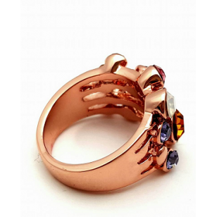 Ring ros&eacute; gold bezet met gekleurde Swarovski kristallen