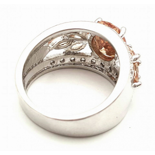 Ring bezet met Zirkonia - Zalm ros&eacute; en Swarovski kristal  #2