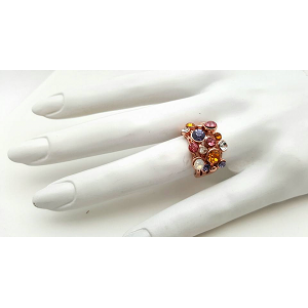 Ring ros&eacute; gold bezet met gekleurde Swarovski kristallen