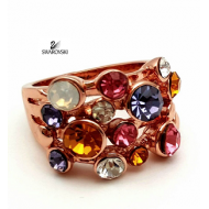 Ring ros&eacute; gold bezet met gekleurde Swarovski kristallen