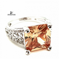 Ring Zirkonia Zalm-roze bezet met Swarovski  #5