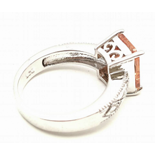 Ring bezet met Zirkonia zalmroze en Swarovski kristal #3