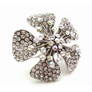 Ring - Bloem - bezet met Swarovski #67