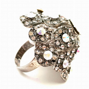 Ring Bloem bezet met Swarovski -#2