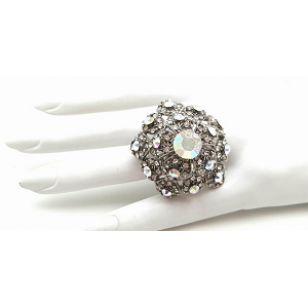 Ring Bloem bezet met Swarovski -#2