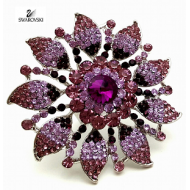 Ring grote bloem bezet met Swarovski -paars