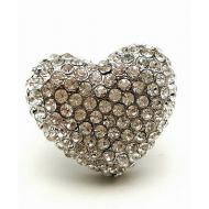 Verzilverde ring Hart bezet met Swarovski