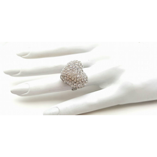 Verzilverde ring Hart bezet met Swarovski