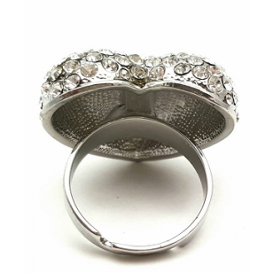 Verzilverde ring Hart bezet met Swarovski