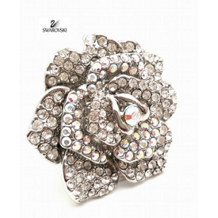 18 krt Ring Roos bezet met Swarovski  #90
