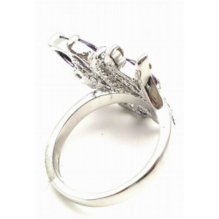 Ring Leaf paars bezet met Swarovski