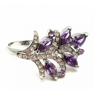 Ring Leaf paars bezet met Swarovski