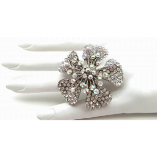 Ring - Bloem - bezet met Swarovski #67