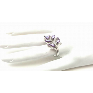 Ring Leaf paars bezet met Swarovski
