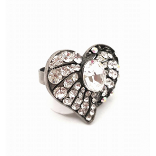 hart Ring - bezet met Strass