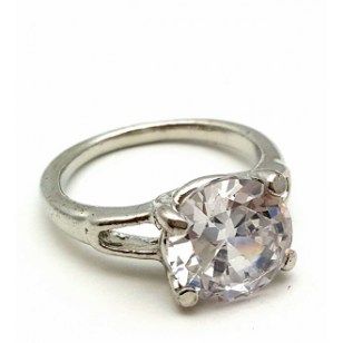 Verzilverde Ring met Zirkonia steen