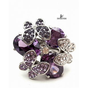 Vlinder ring bezet met Swarovski -paars