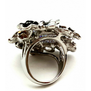 Ring - Lieveheersbeestje bloemen bezet met Swarovski