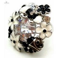 Ring - Lieveheersbeestje bloemen bezet met Swarovski