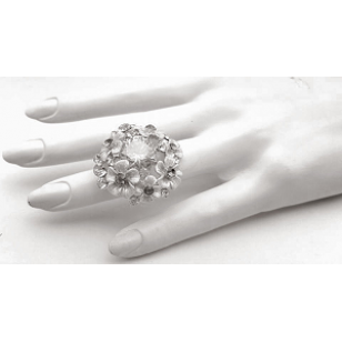 Ring goldplated Bloemen bezet met Swarovski - roze