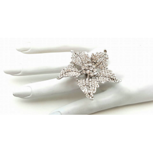 Ring - Open Bloem bezet met Swarovski