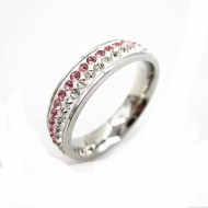Ring Crystal Rvs  Roze/Wit