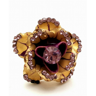 Ring met Roos- paars/geel met crystal