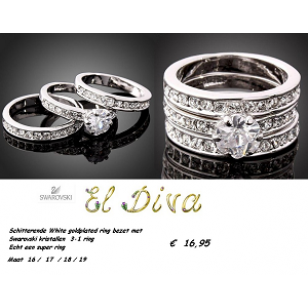 18K white goldplated 3-1 ring