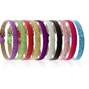 Armband Lederen schuifletter glitter