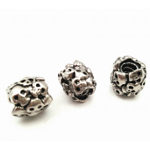 Kraal Rvs Doodshoofd 11x10mm