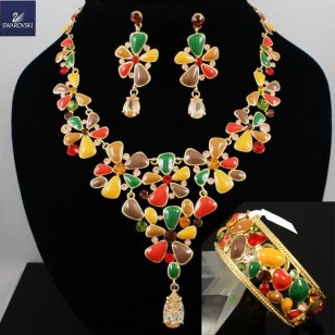 Set Ketting Oorbellen bezet Swarovski Set Ketting Oorbellen bezet Swarovski