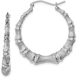 Oorbellen Bamboe Zilver 5cm