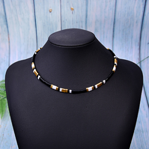 Ketting/Choker Miyuki Zwart/Goud