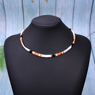 Ketting/Choker Miyuki Oranje/Wit