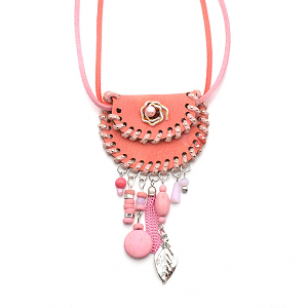 Ketting Tasje Ibiza Suede Coral