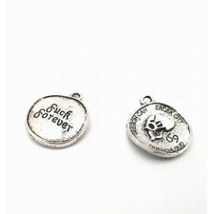 Bedel zilverkleur Munt - Skull 