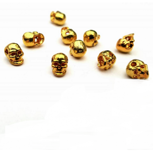 Kleine Kraal- Skull goudkleur  6mm