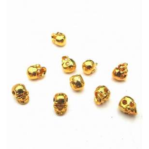Kleine Kraal- Skull goudkleur  6mm