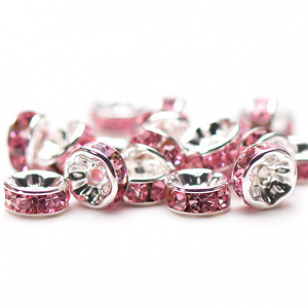 Kraal 8mm Strass Pink 1x